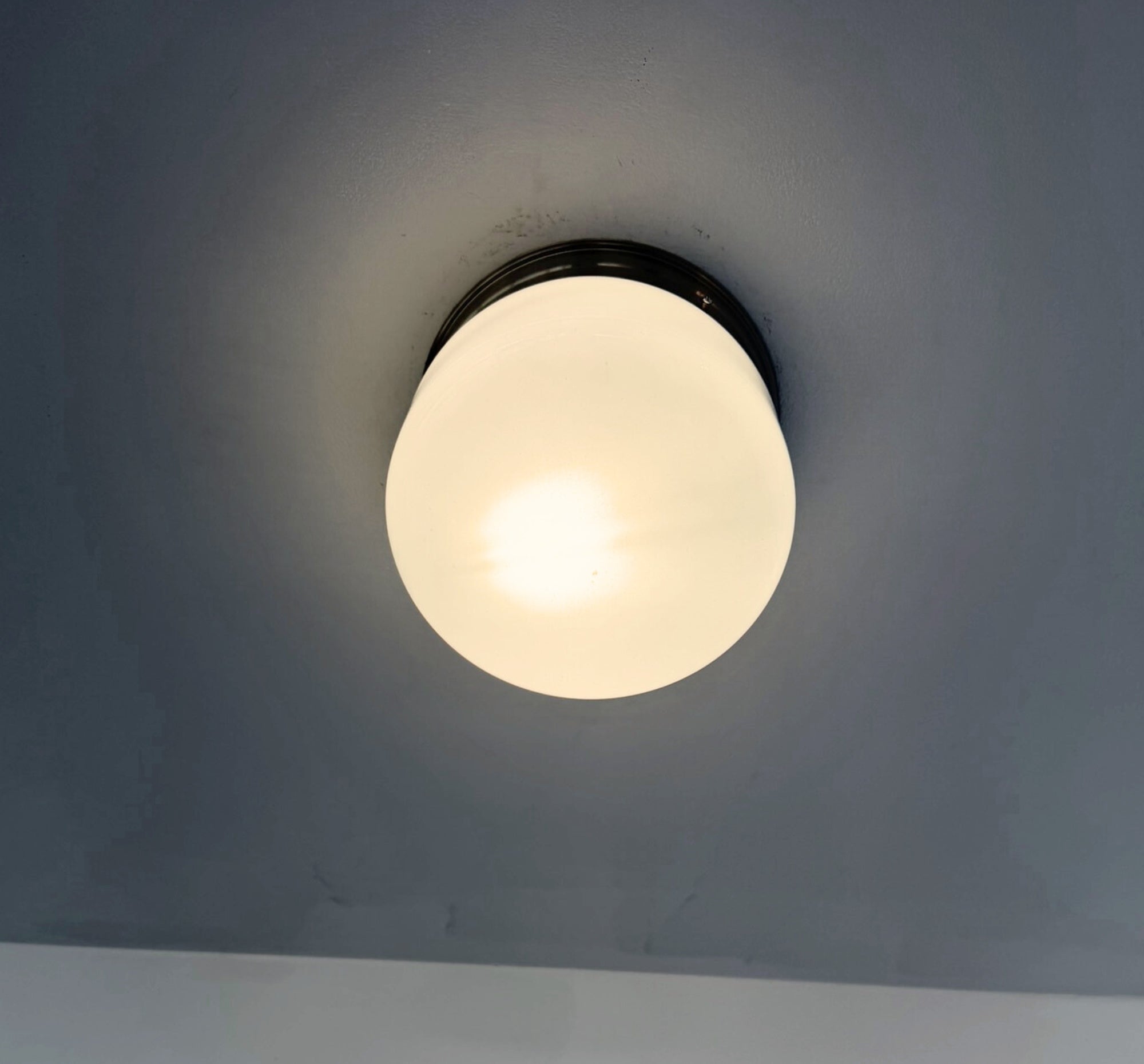 Simple Cottage Opal Schoolhouse Drum Ceiling Light
