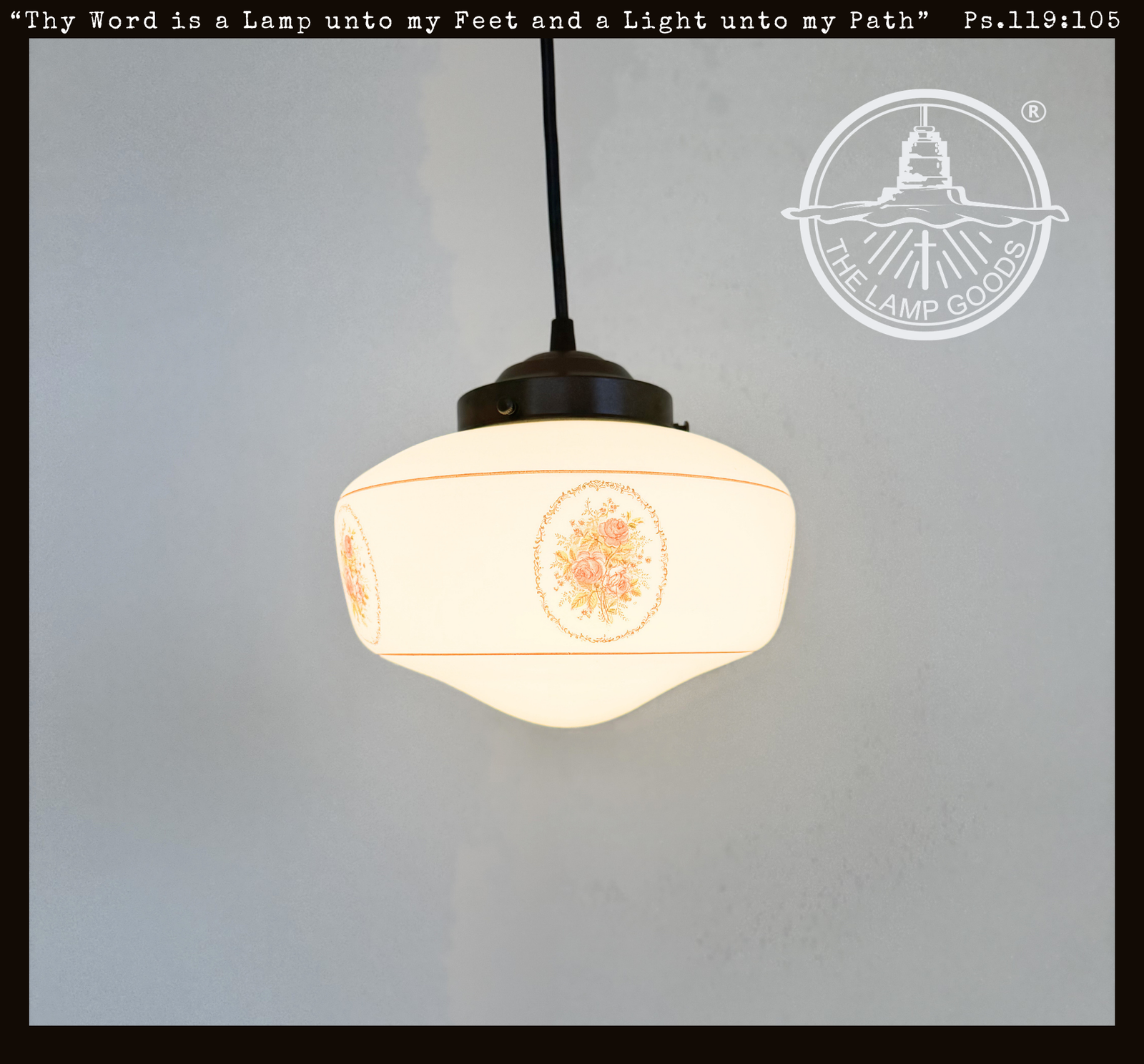 Vintage Victorian Rose Schoolhouse Pendant Light