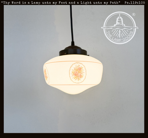 Vintage Victorian Rose Schoolhouse Pendant Light