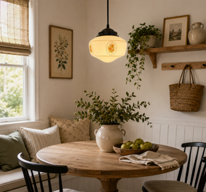 Vintage Victorian Rose Schoolhouse Pendant Light