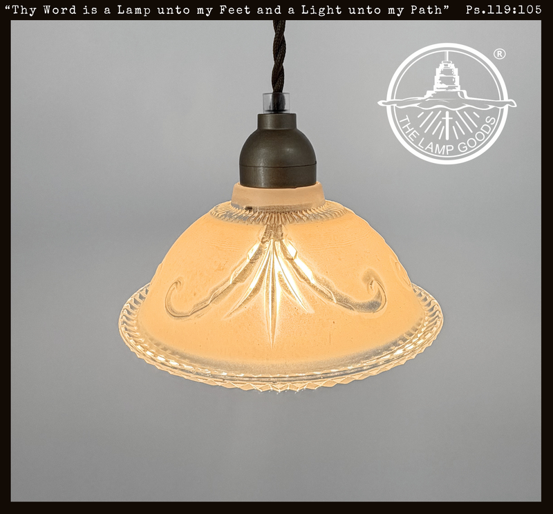 Vintage Light Peach Scroll Glass Pendant