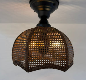 Harvest Weave Dark Rattan Ceiling Light