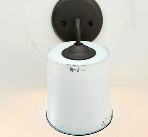 Farmhouse White Barn Metal Distressed Wall Sconce