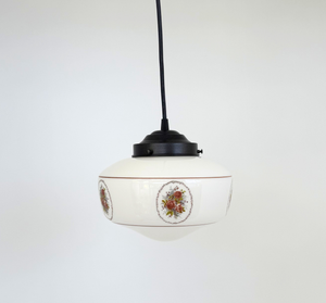 Vintage Victorian Rose Schoolhouse Pendant Light