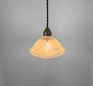 Vintage Light Peach Scroll Glass Pendant