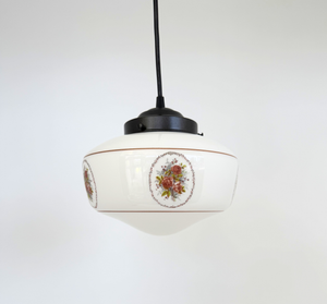 Vintage Victorian Rose Schoolhouse Pendant Light