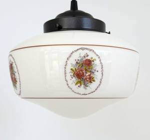 Vintage Victorian Rose Schoolhouse Pendant Light