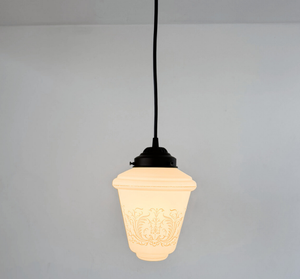 Etched Floral Scrollwork Vintage Glass Pendant | 7" - The Lamp Goods