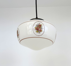 Vintage Victorian Rose Schoolhouse Pendant Light