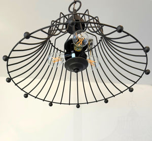 Vintage Rustic Farmhouse Wire Cage Bell Pendant Light