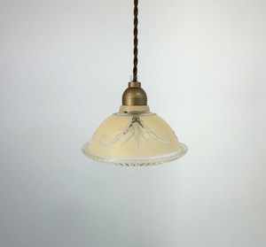 Vintage Light Peach Scroll Glass Pendant
