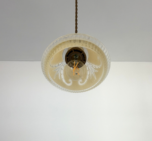 Vintage Light Peach Scroll Glass Pendant