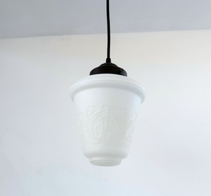 Etched Floral Scrollwork Vintage Glass Pendant | 7" - The Lamp Goods