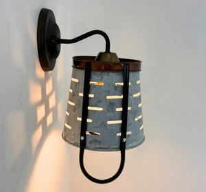 Copper Band Galvanized Bucket Wall Sconce