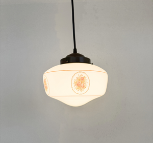 Vintage Victorian Rose Schoolhouse Pendant Light