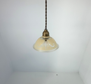 Vintage Light Peach Scroll Glass Pendant
