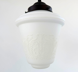 Etched Floral Scrollwork Vintage Glass Pendant | 7" - The Lamp Goods