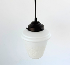 Etched Floral Scrollwork Vintage Glass Pendant | 7" - The Lamp Goods