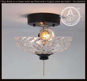 Petite Sunflower Diamond Cut Antique Glass Ceiling Light