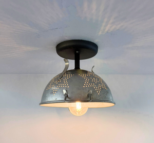 Vintage Colander Starburst Ceiling Light
