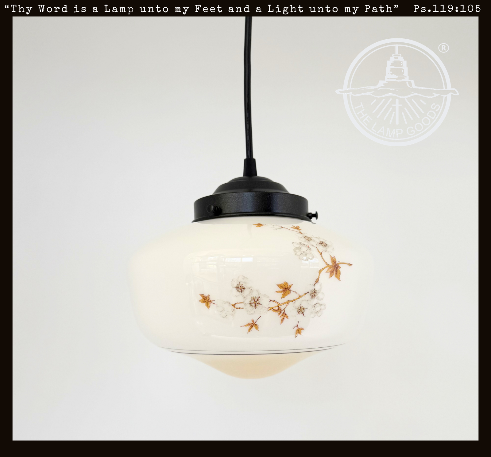 Vintage Cherry Blossom Schoolhouse Pendant Light