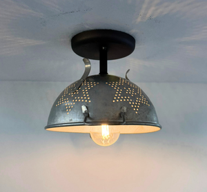 Vintage Colander Starburst Ceiling Light
