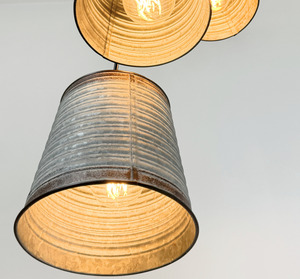 Corrugated Barn Metal Galvanized Rustic Trio Pendant