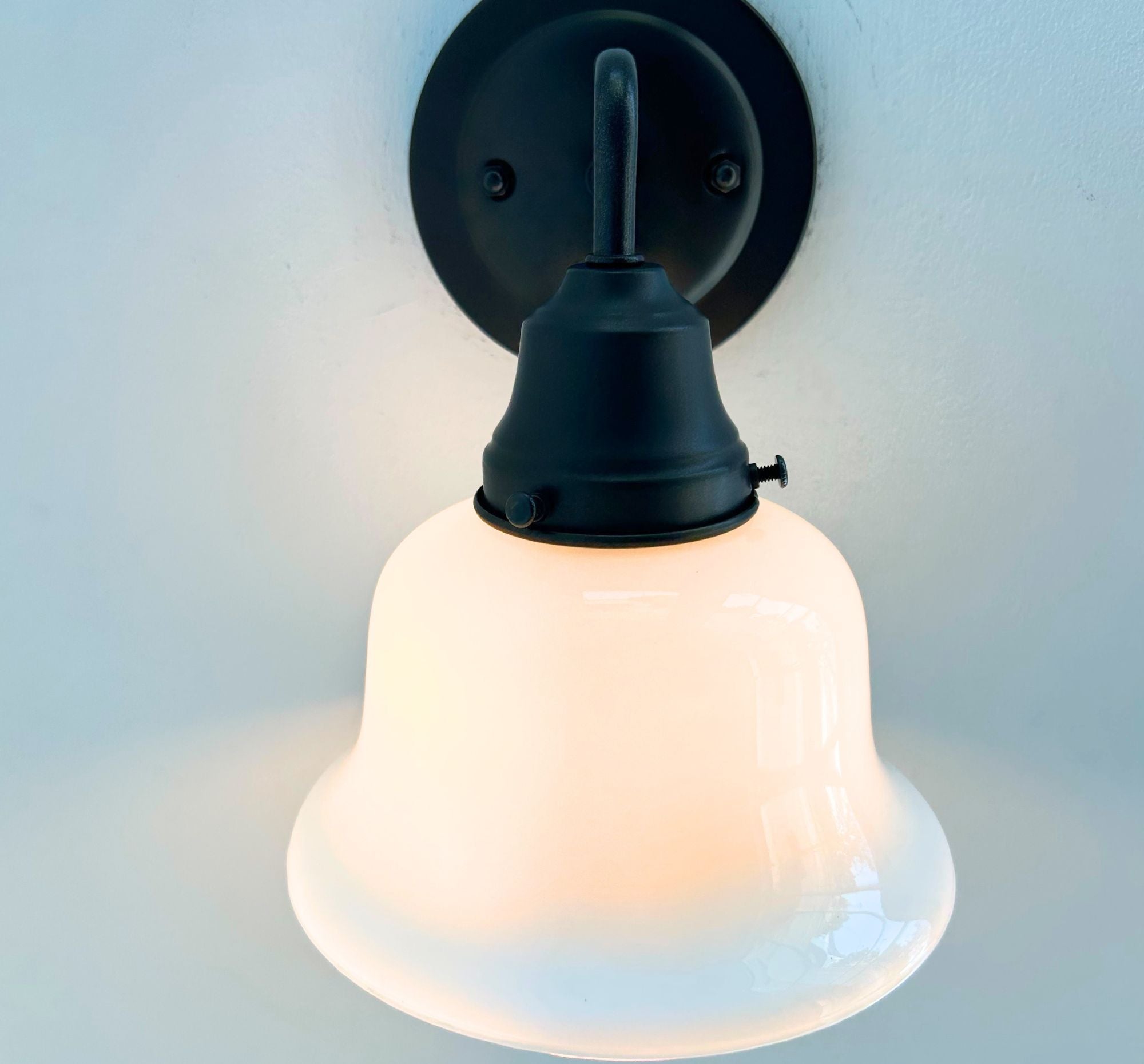 Traditional 1940's Milk Glass Bell Wall SCONCE Lighting