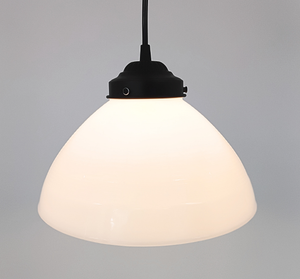 Vintage Wicker Milk Glass Pendant