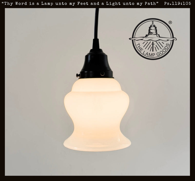Single Vintage Milk Glass Heavy Bell Pendant