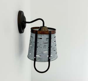 Copper Band Galvanized Bucket Wall Sconce