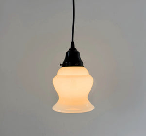 Single Vintage Milk Glass Heavy Bell Pendant