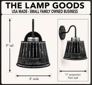 Black Ribbed Galvanized Wall Sconce - The Lamp Goods
