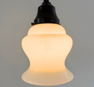 Single Vintage Milk Glass Heavy Bell Pendant