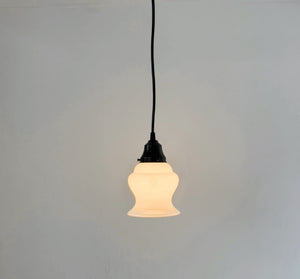 Single Vintage Milk Glass Heavy Bell Pendant