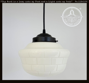 Rare Vintage Arctic Block Schoolhouse Pendant Light
