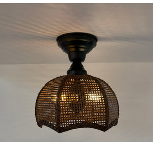 Harvest Weave Dark Rattan Ceiling Light