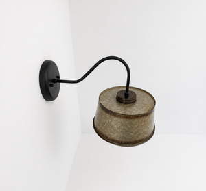 Copper-Edge Bronze Toned Farm Drum Wall Sconce