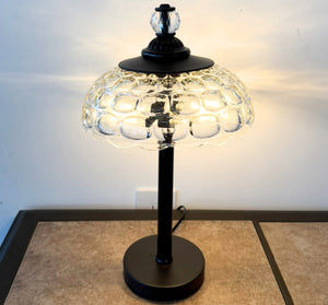 Vintage-Inspired Clear Bubble Glass Table Lamp