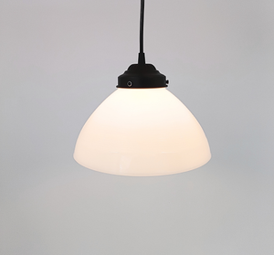 Vintage Wicker Milk Glass Pendant