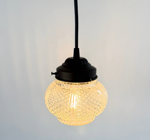 Antique Diamond Cut Quilt Glass Pendant Light | 5.5" Width - The Lamp Goods