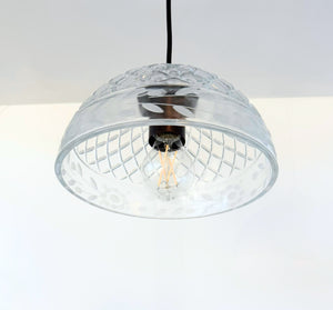 Vintage Floral Etched Crystal Pendant Light