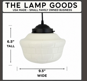 Rare Vintage Arctic Block Schoolhouse Pendant Light