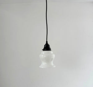 Single Vintage Milk Glass Heavy Bell Pendant