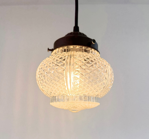 Antique Diamond Cut Quilt Glass Pendant Light | 5.5" Width - The Lamp Goods