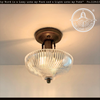 Ribbed Glass Bowl Semi Flush Mount Light