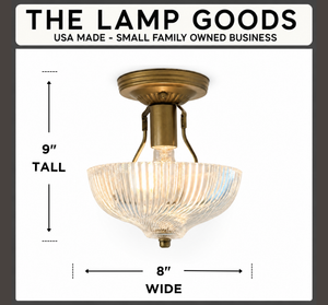 Ribbed Glass Bowl Semi Flush Mount Light