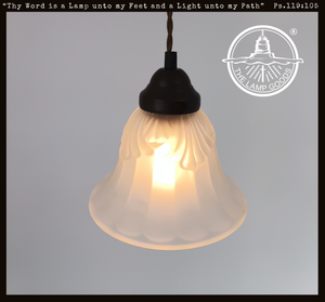 Frosted Rib and Taper Flare Glass Pendant Light