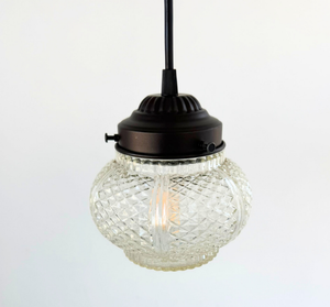 Antique Diamond Cut Quilt Glass Pendant Light | 5.5" Width - The Lamp Goods