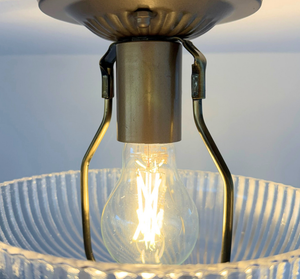 Ribbed Glass Bowl Semi Flush Mount Light